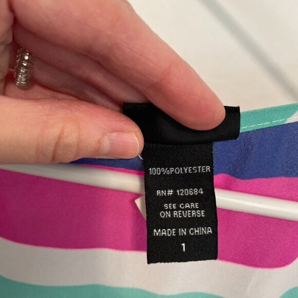 TORRID 1 Plus Size Striped Georgette Pocket Tank Top Blue White Pink Summer 1X - Picture 8 of 16